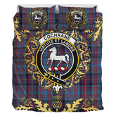 Cochrane Azure Tartan Crest Bedding Set - Golden Thistle Style